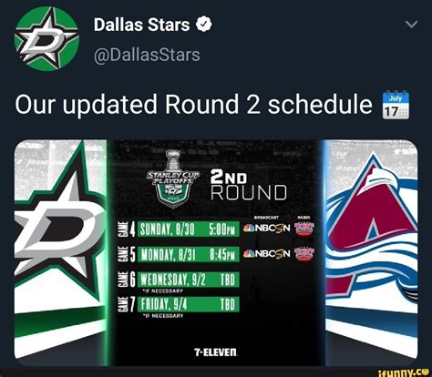 dallas stars round 2 schedule
