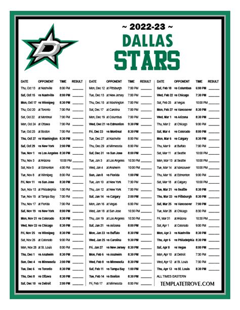 dallas stars schedule 2022 23