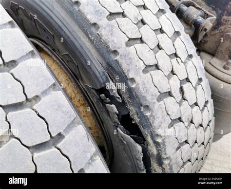 damaged tire close up