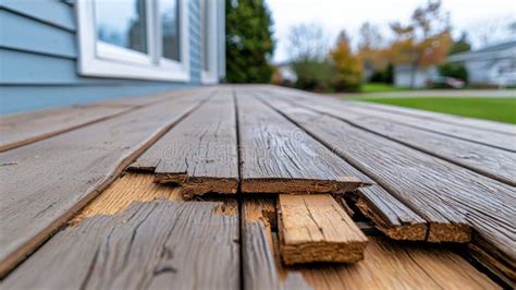 Damaged wooden deck