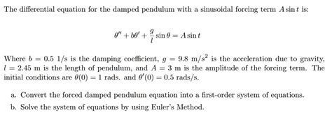 Damped Pendulum Differential Equation