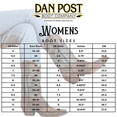 Dan Post Size Chart