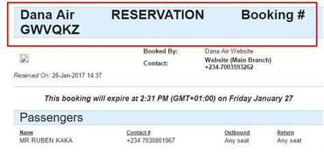 dana air booking reference