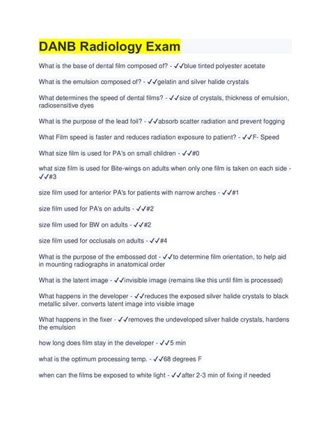 Danb Radiology Exam Study Guide