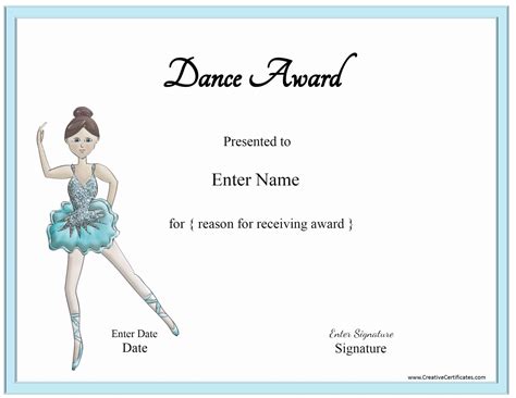 EDITABLE Dancer Certificate INSTANT DOWNLOAD Dancing Award