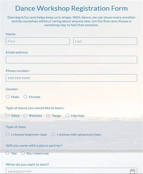 dance workshop registration