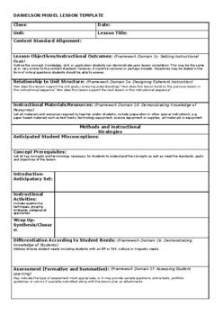 danielson framework lesson plan template editable