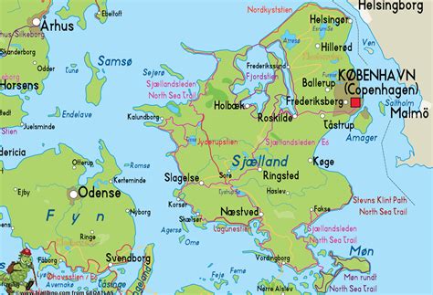 Physical Map of Denmark Ezilon Maps