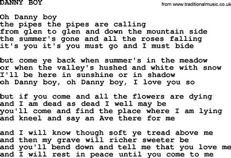 danny boy song lyrics