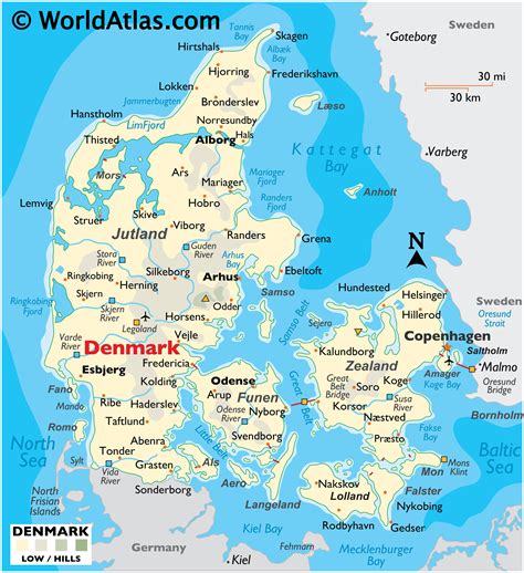 Gran hoja de ruta de Dinamarca con todas las ciudades Dinamarca