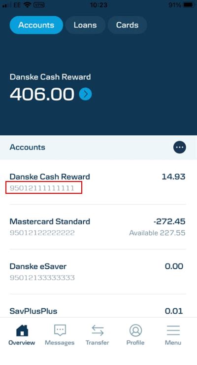 danske bank sort code and account number