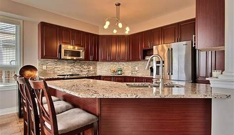 Dark Cherry Kitchen Cabinets With Granite Countertops Natural & An