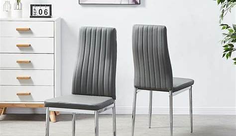 Buy Calabusus Chrome Leg Dark Grey Faux Leather Dining Chair Free Delivery