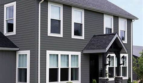 Stonecrest (gray) Vinyl Siding with white trim in 2021