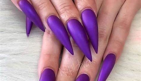 Dark Purple Matte Fake Nails Extra Long Stiletto False