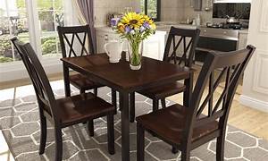 Chatsworth Dark Wood Extending Dining Table With 4 Java Chairs (Brown