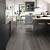 dark wood floor grey kitchen