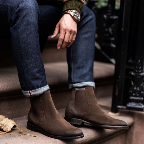 dark brown suede chelsea boots men