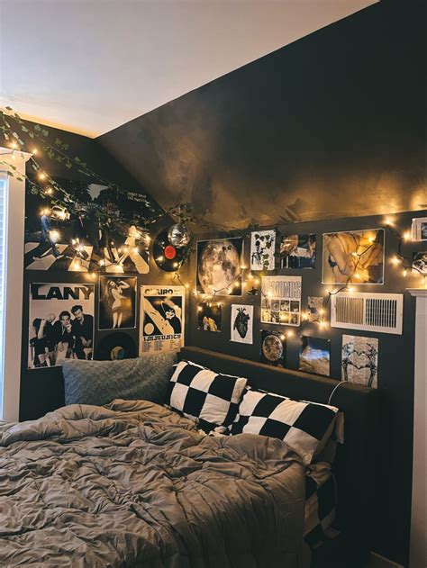 Dark Colored Bedroom with Grunge Aesthetic