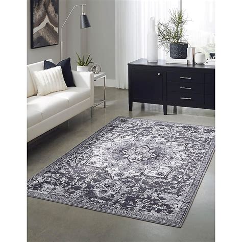 Dark Gray Washable Rug
