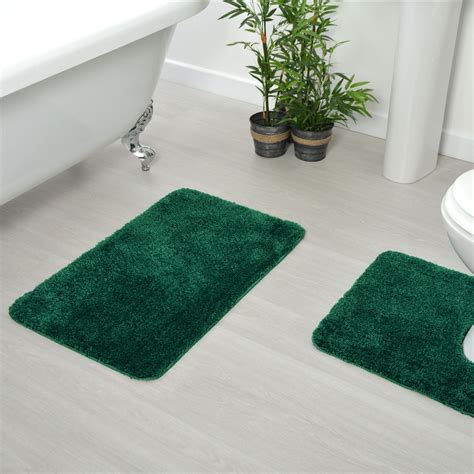 dark green bath mat set