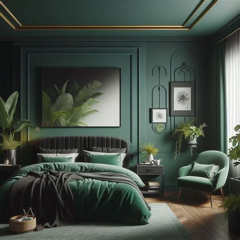 dark green bedroom practicality