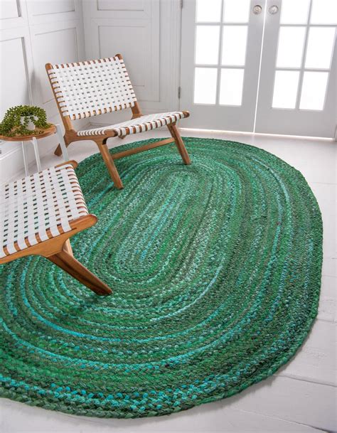 dark green braided rugs