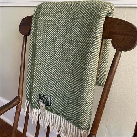 Dark Green Herringbone Throw