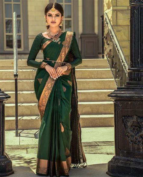 dark green saree