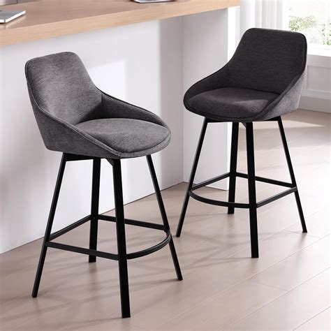 Dark Grey Bar Stools Set Of 2