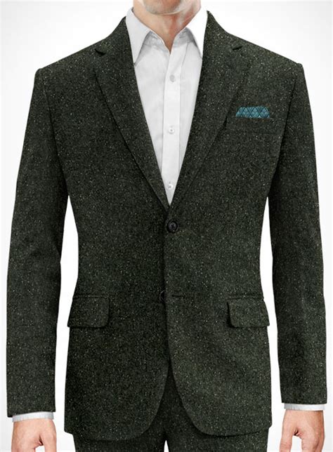 dark olive flecks donegal tweed jacket