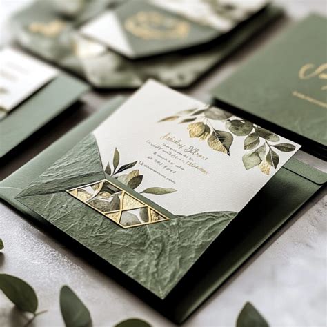 Dark Olive Green Wedding Invitations