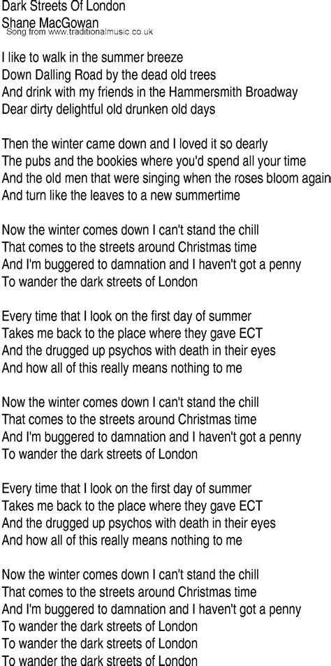 dark streets of london lyrics