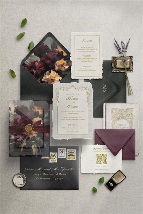 Dark Winter Wedding Invitations