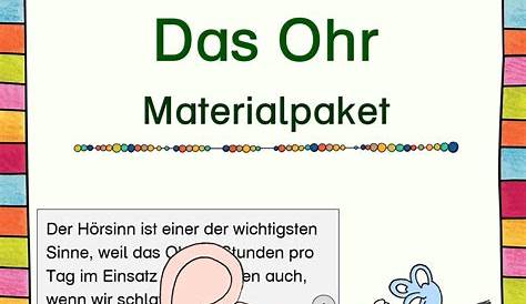 Kreuzworträtsel "Das Ohr" als PDF (Arbeitsblatt) | Schulraetsel.de