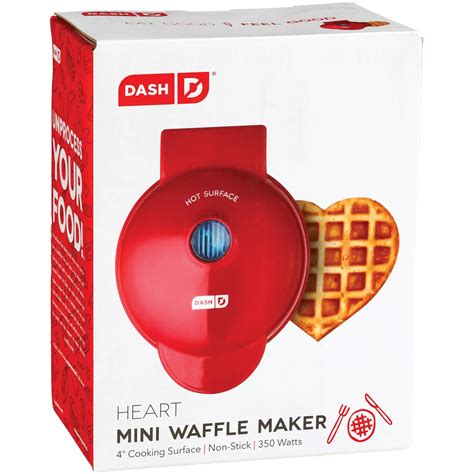Dash Red Heart Mini Waffle Maker