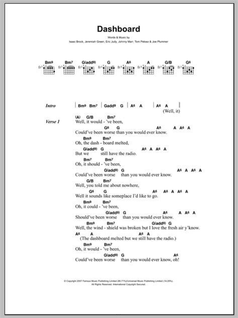 dashboard modest mouse chords