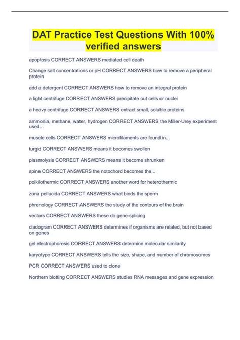 Dat Test Questions