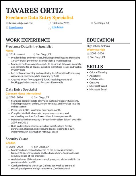 FREE 6+ Sample Data Entry Resume Templates in PDF MS Word