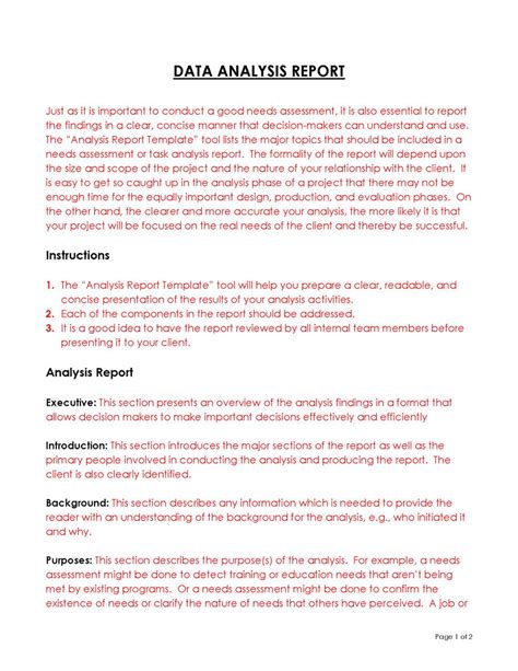 data analytics report template