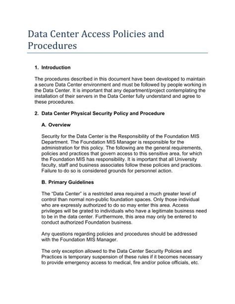 data center procedures