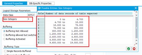 data class and size category in sap abap