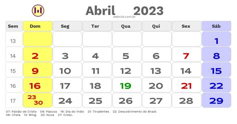 data comemorativa de abril 2023