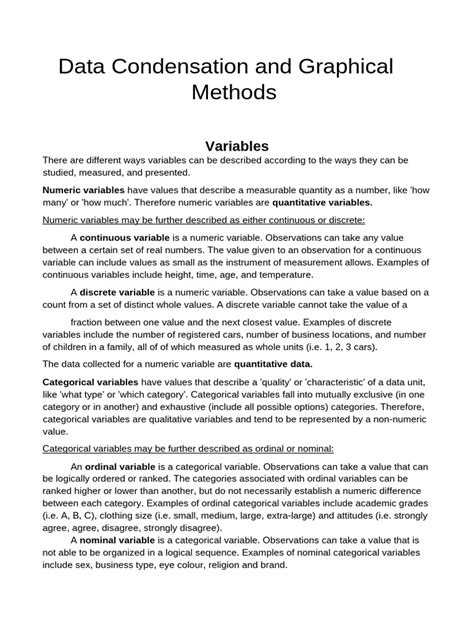 Data Condensation And Graphical Methods In Statistics Mcq