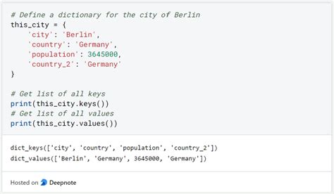Data Dictionary Python Example