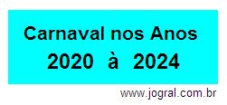 data do carnaval de 2020