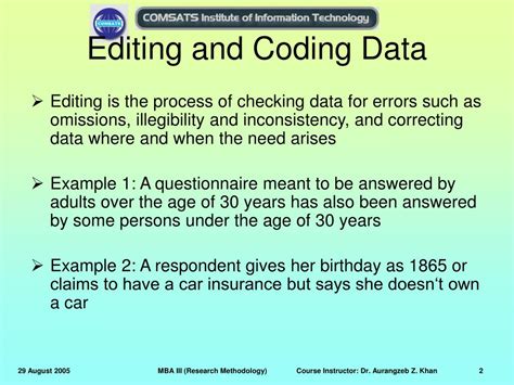 data editing and coding in research methodology