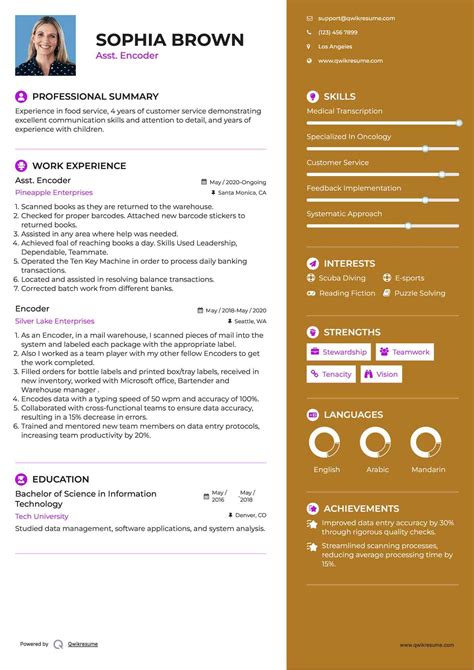 Data Encoder Job Description Resume