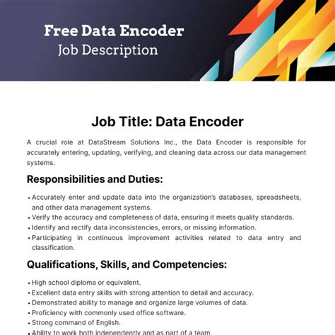 data encoder job description sample