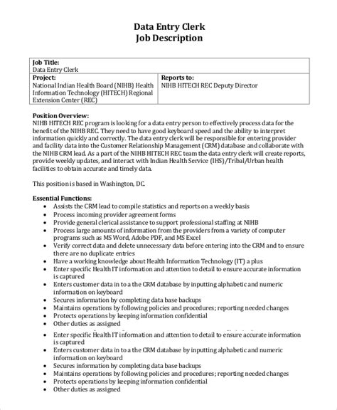 Data Entry Nurse Job Description